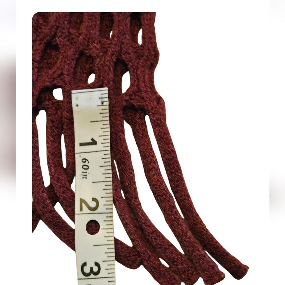 Couture Gypsy Infinitive Scarf Burgundy cut-out tassel rectangular chenille c - Picture 15 of 17